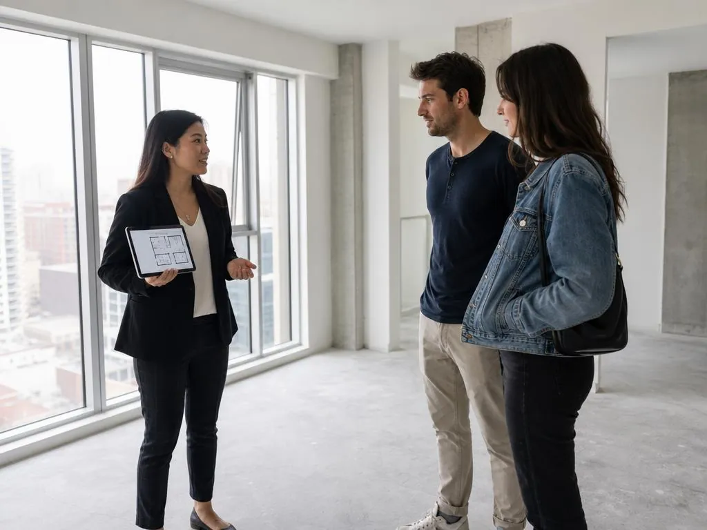 Client touring an apartment